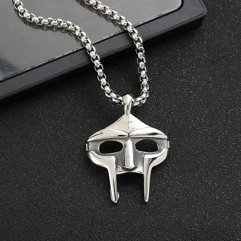 Vintage criativo mf doom máscara pingente para homens hip hop 316l aço inoxidável crânio máscara colar festa jóias presente dropshipping