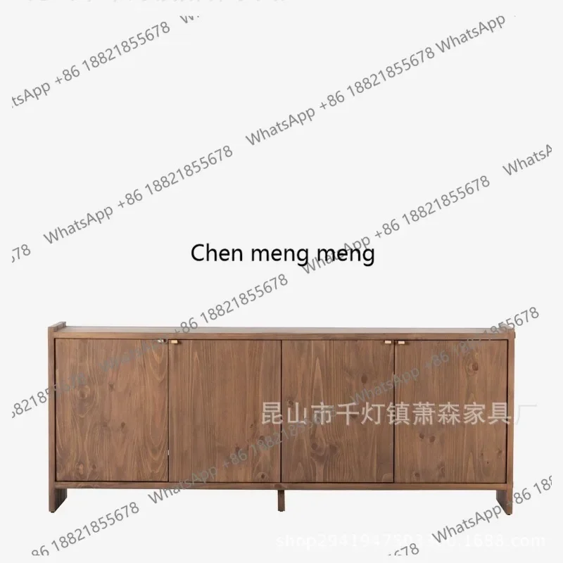 walnut living room TV cabinet light luxury solid wood entrance cabinet medium ancient style storage side object floor cabinet