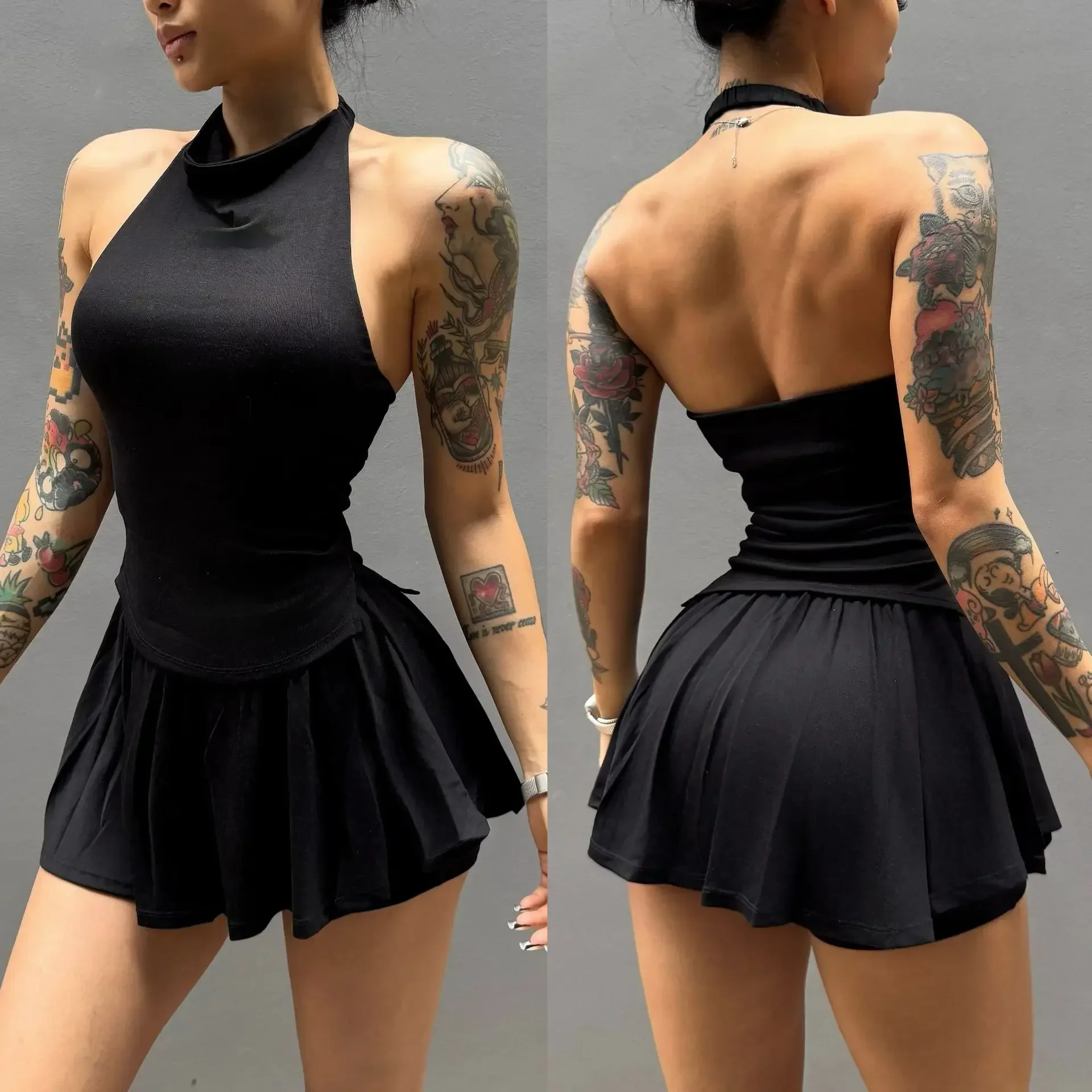 Lightweight Modal Fitness Yoga Sports Bra Vest Half Body Plea ted Skirt Anti-light Running Breathable High Elasticit y