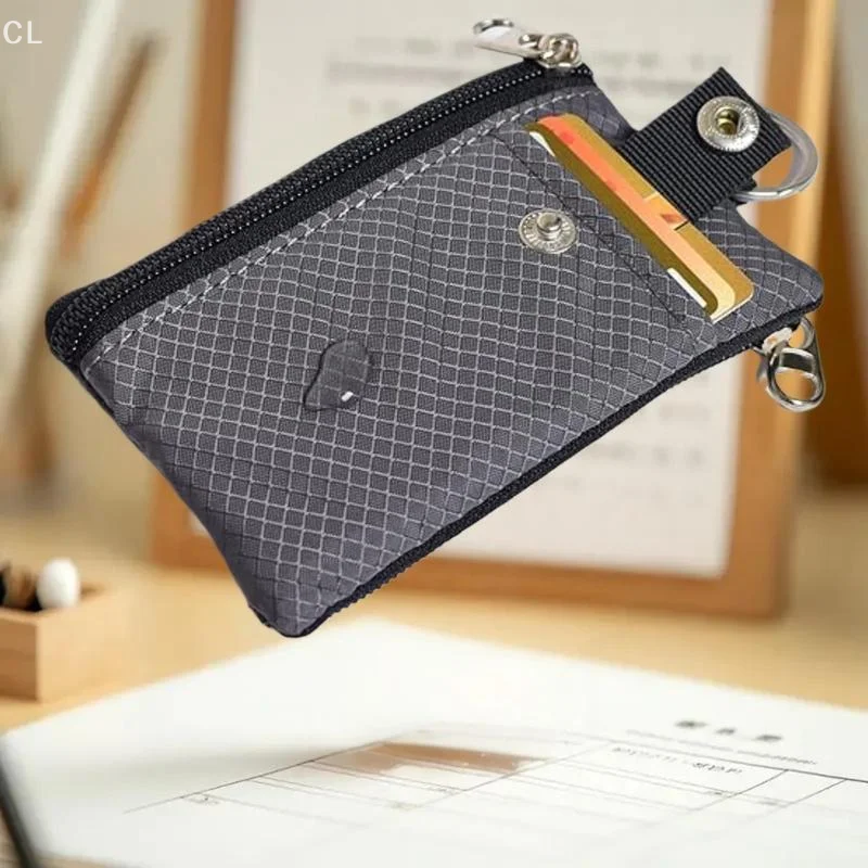 Men's Women's Travel Keychain Wallet, Slim Anti-Theft Waterproof Small Badge Holder with ID Window and Zip Card