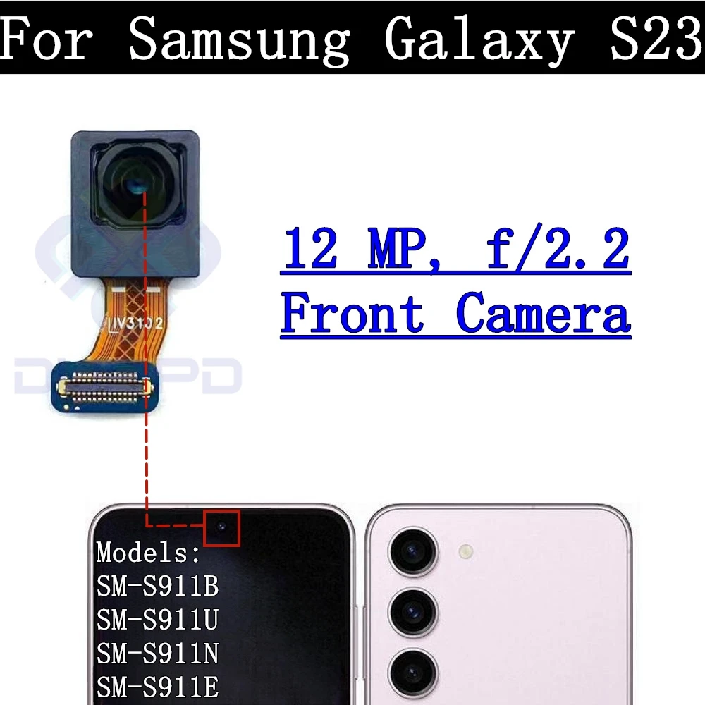 Main Rear Back Camera Cover Frame Lens For Samsung Galaxy S23 S911B S911N S911E S911U Wide Front Camera Module Flex