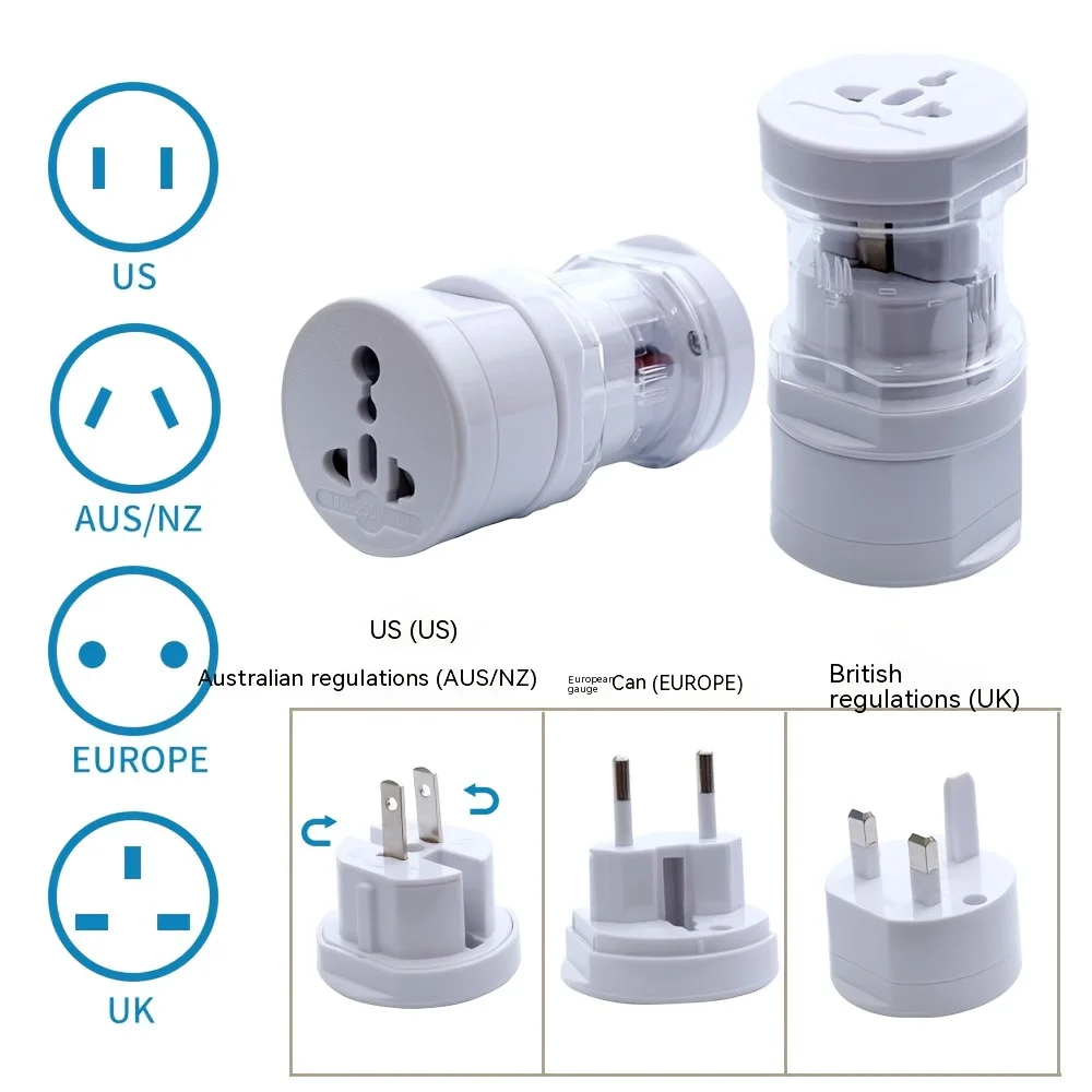 Globaler Steckeradapter, zylindrisch, internationaler Reisekonverter, europäische Vereinigte Staaten, Reisestecker-Konverter, Elektrogerät