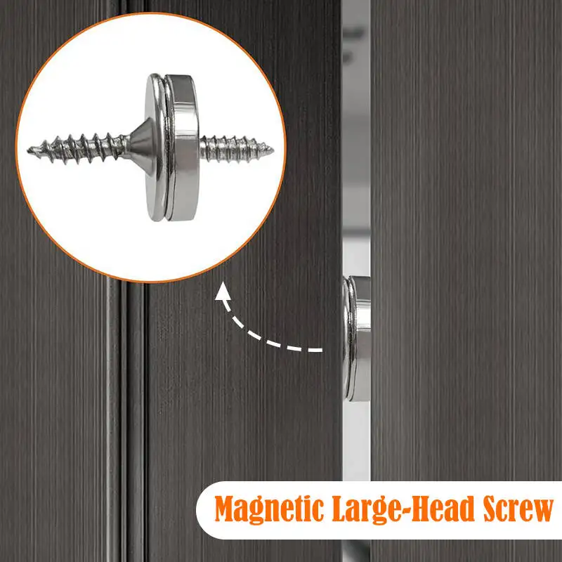 Concealed Cabinet Door Magnet Closer Round Metal Magnetic Latch Magnetic Furniture Door Catch with Screws Hardware Fittings