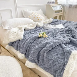 Jacquard Boho Sherpa Fleece Throw Blanket for Sofa,Super Soft Cozy Fuzzy Plush Blanket for Winter, Reversible Thick Warm Blanket