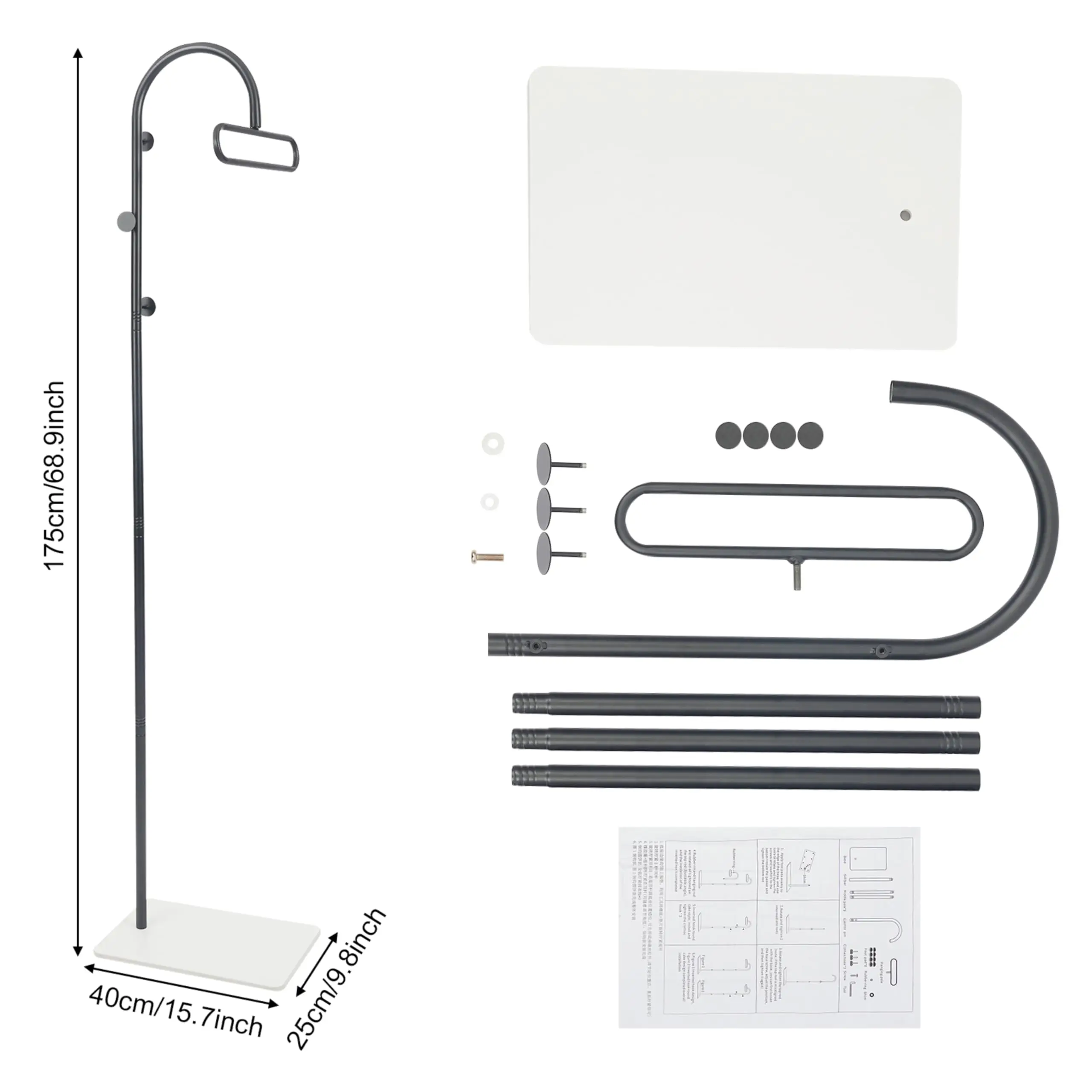 حامل رفوف المعاطف بطول 69 بوصة مع خطافات وقاعدة جانبية، منظم شماعات الملابس المعدنية الإبداعية، وشاح، حقيبة، قبعة، أحذية