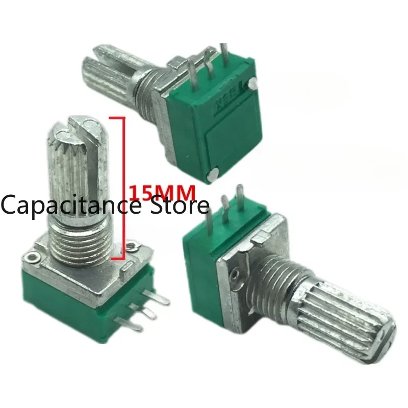 

10PCS R09 potentiometer B1K5K10K20K50K100K500K single link 3-pin 15 spline RK097