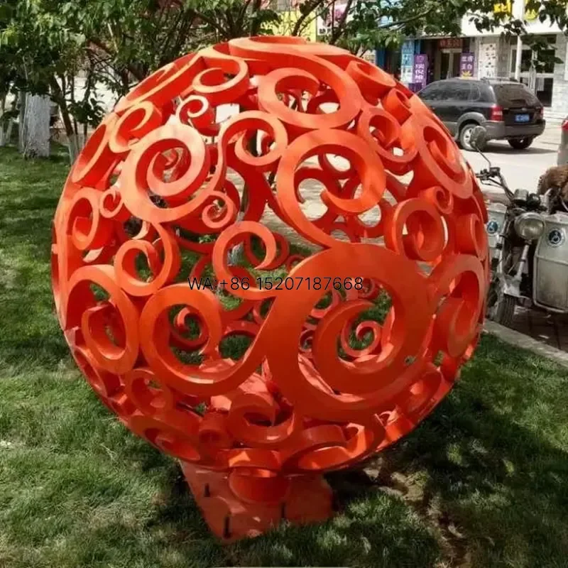 Wmwmnu Custom Outdoor Large Landscape Stainless Steel Hollow Ball Sculpture Metal Luminescent Statue for Sale