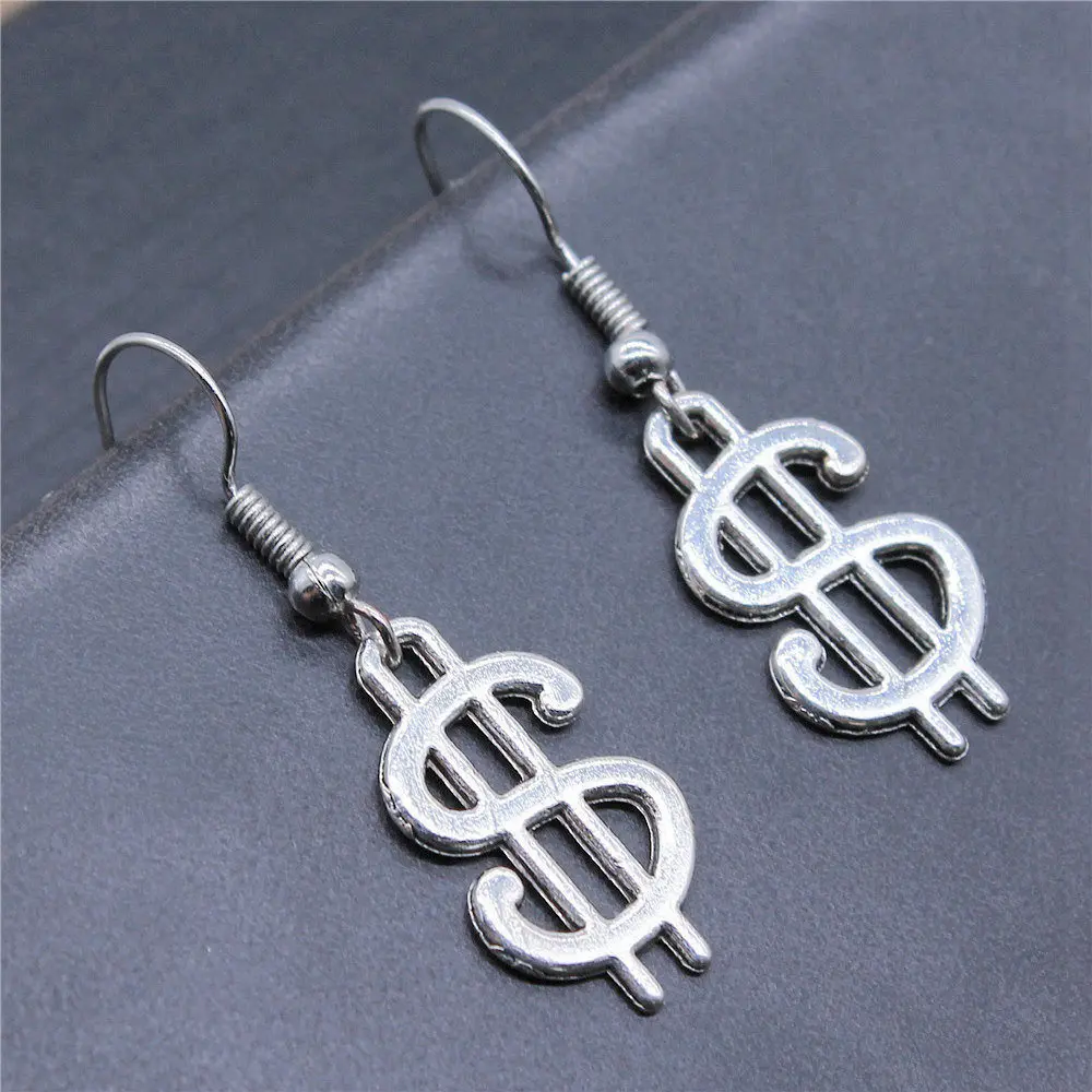 1pair Us Dollar Sign drop earrings men accessories Jewellery for you hook Size 18x19mm