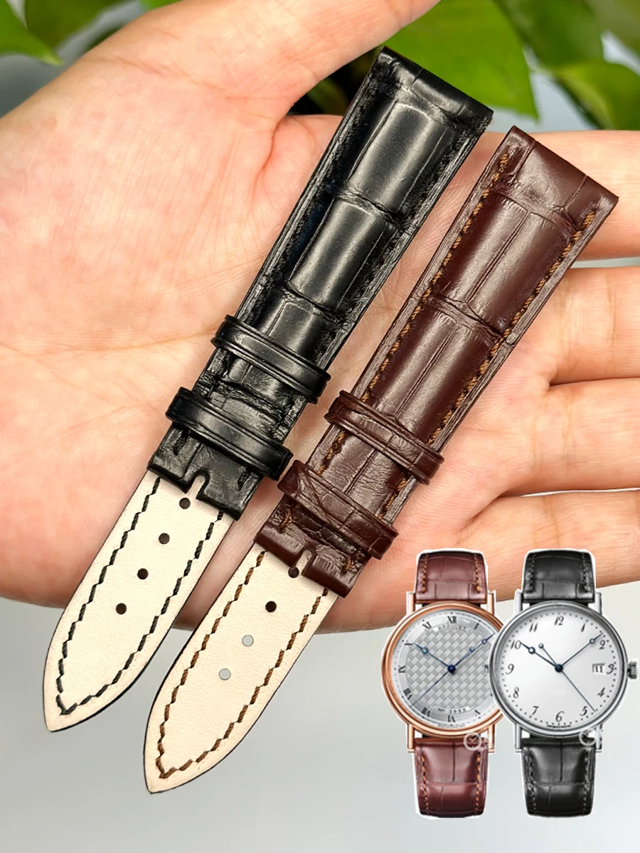 SAUPPO for Breguet Classique 5177BA 5177BB Watch Strap Alligator Skin Crocodile Leather Watch Band Women Men Watch Accessories