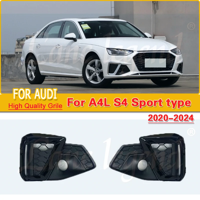 

For Audi A4 B9 S-Line 2020-2022 2023 2024 Auto Left Right Side Front Honeycomb Bumper Fog Light Grille Grill Cover With ACC Hole