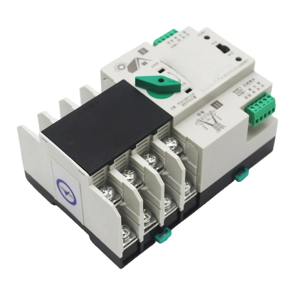 Automatic Transfer Switch 4P Compatible with Solar Inverters 20-100A Current Range 220V Dual Mode Manual and Automatic Operation