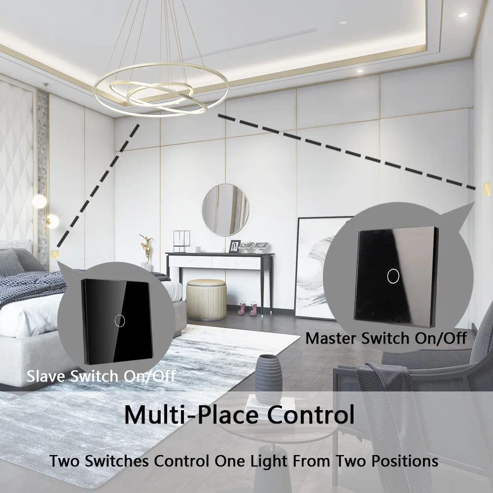 TAWOIA Touch Switch 1/2/3 Gang 2 Way Light Touch Switch With Glass Panel 4 Colors Touch Switch EU UK Standard 800W Per Gang