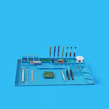 Soldering Station Mat Silicone Work Mat Heat Resistant 932°F Anti-Static Magnetic Mat for Electronic Phone Laptop Watch Repair