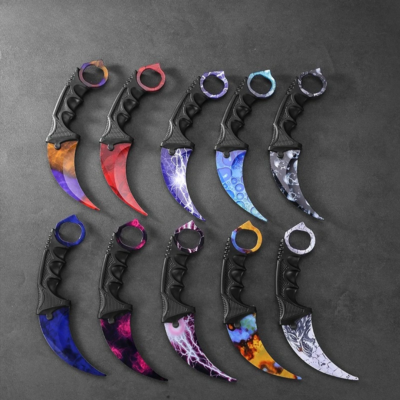 7.4inch Go Game Doppler Karambit Metal Model with Plastic Case Military Tactical Training Claw Knives Toys Boys Karambit Sfatey