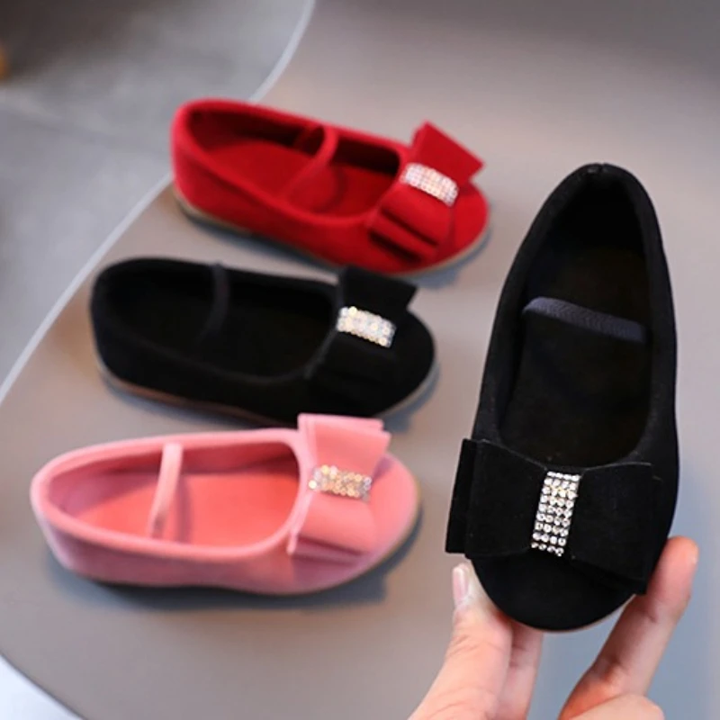 Kids Retro Ballet Shoes Sweet Bowknot Girls Fashion Loafers Spring Autumn Flat Causal Children Leather Shoes for Wedding Party