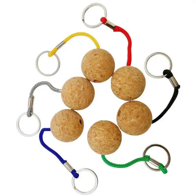 35mm schwimmender Korkball-Schlüsselanhänger, ultraleicht, 7 Farben, Holz-Schlüsselanhänger, Segelboot-Schwimmkörper, schwimmfähiger Seil-Schlüsselring, Kajak-Zubehör – Detail 6