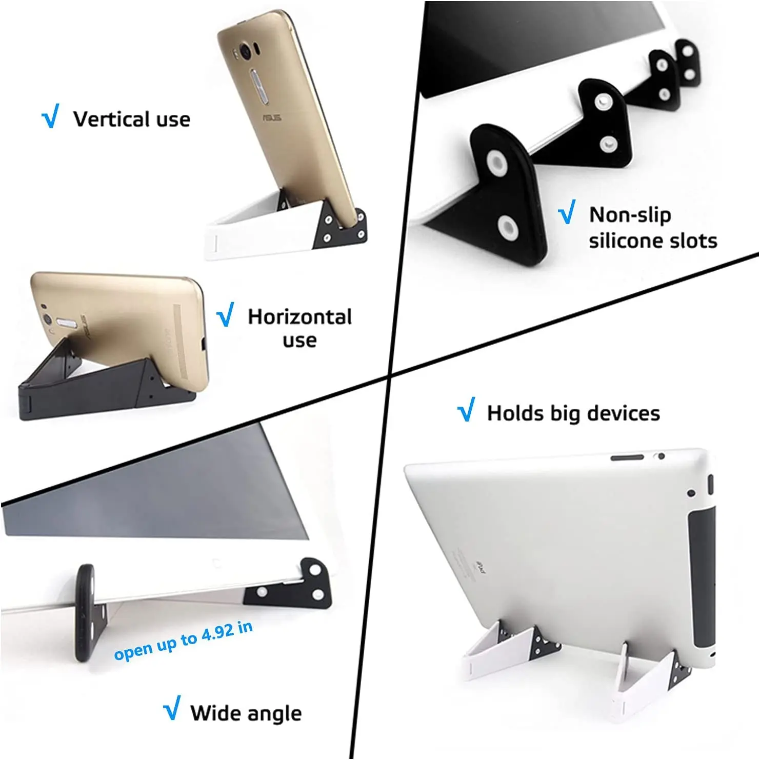 Universal พ็อกเก็ตที่มีสีสันแบบพกพาพับ V รุ่นโทรศัพท์มือถือสำหรับ IPads,แท็บเล็ต,E-Readers,โทรศัพท์มือถือ Kindles