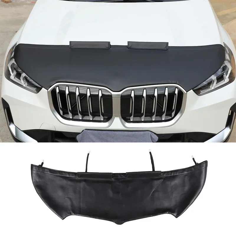 

For BMW X1 U11 2023-2025 Car Hood Sand and Stone Deflector Protection Cover Leather Exterior Accessories