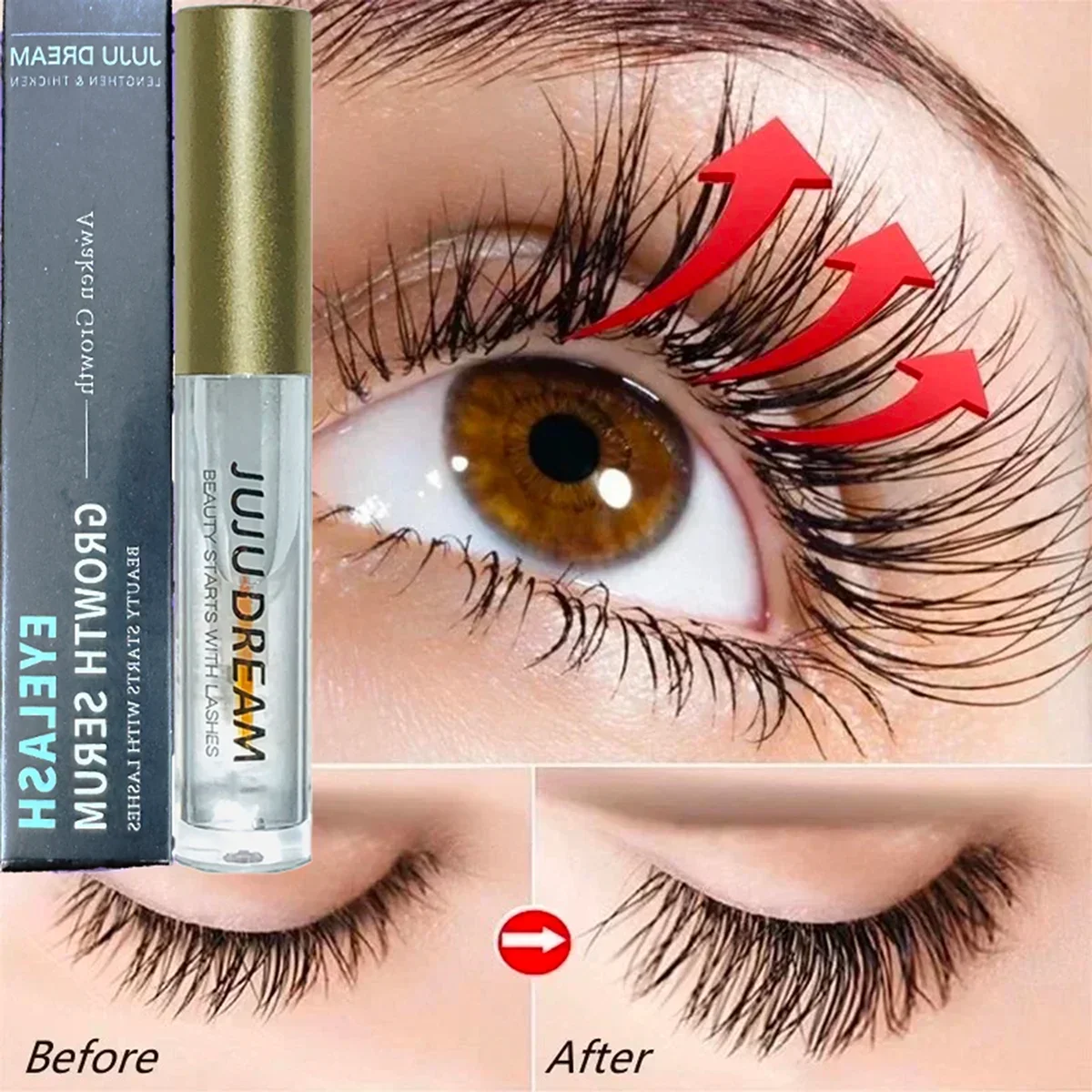 Serum na porost rzęs – szybkie wydłużanie, podkręcanie, zagęszczanie, wodoodporne, długotrwałe, delikatne, certyfikowane, unisex