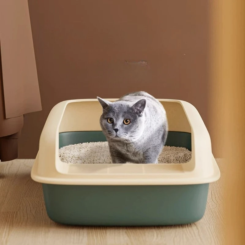 Plastic Training Litter Box Sandbox Toilet Defecation open-ended Smell Proof Litter Box Tray With Strainer Dla Kota Cat Supplies