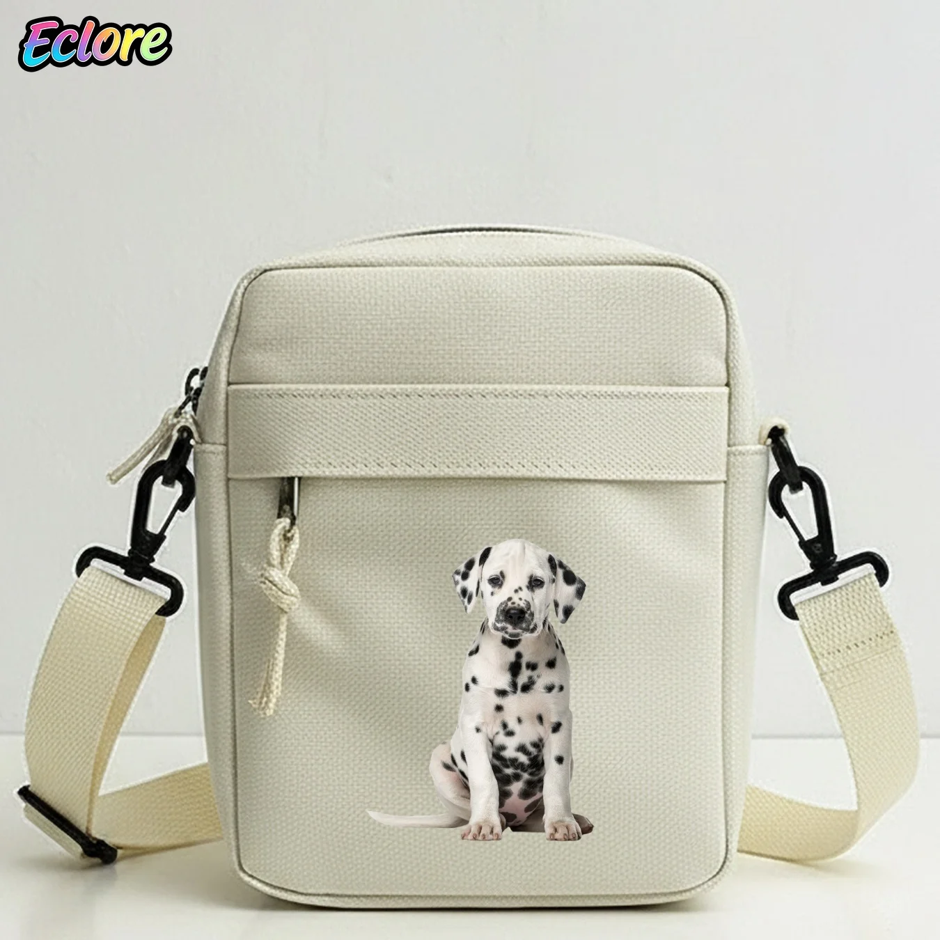 Dalmatian Pattern Shoulder Bag with Removable Strap, Large Tote for Women, Casual Travel School Purse, Spacious Zippered Handbag