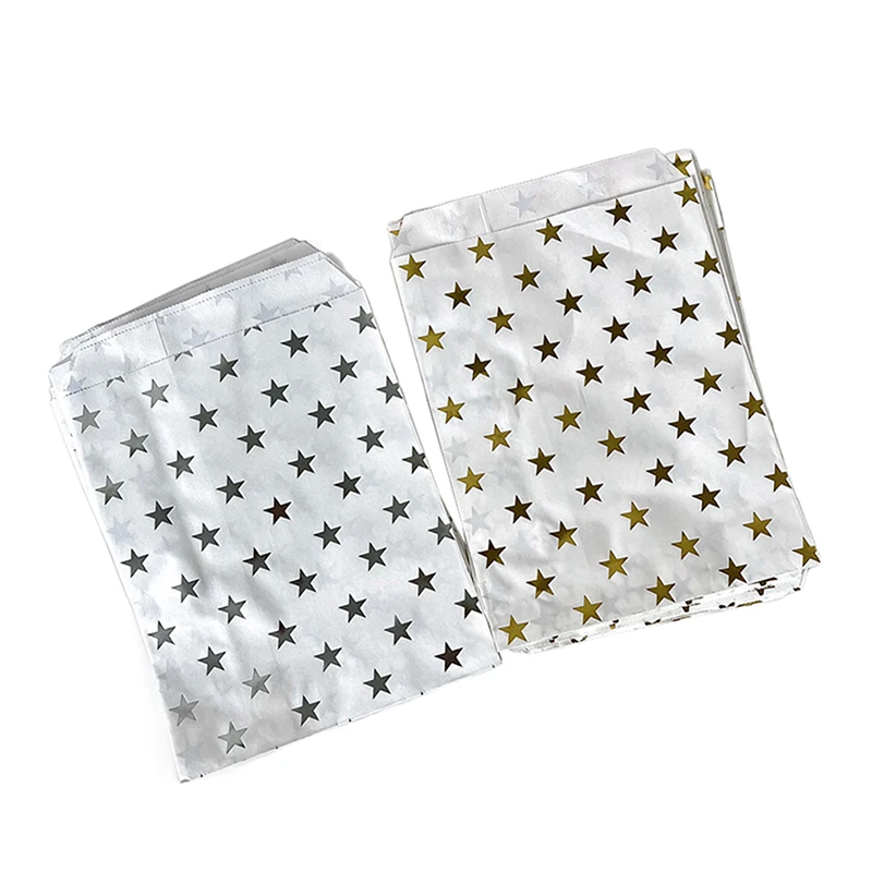 Saco De Papel De Prata Quente, Materiais De Embalagem De Cartão De Presente, Ins Estilo, Simples Estrela De Alto Grau, 10 Pcs