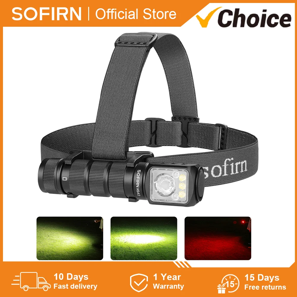 SOFIRN HS42 EDC Headlamp 2100lm 18650 USB C Rechargeable SST40 LED Torch Power Bank Flashlight with Magnetic for Camping