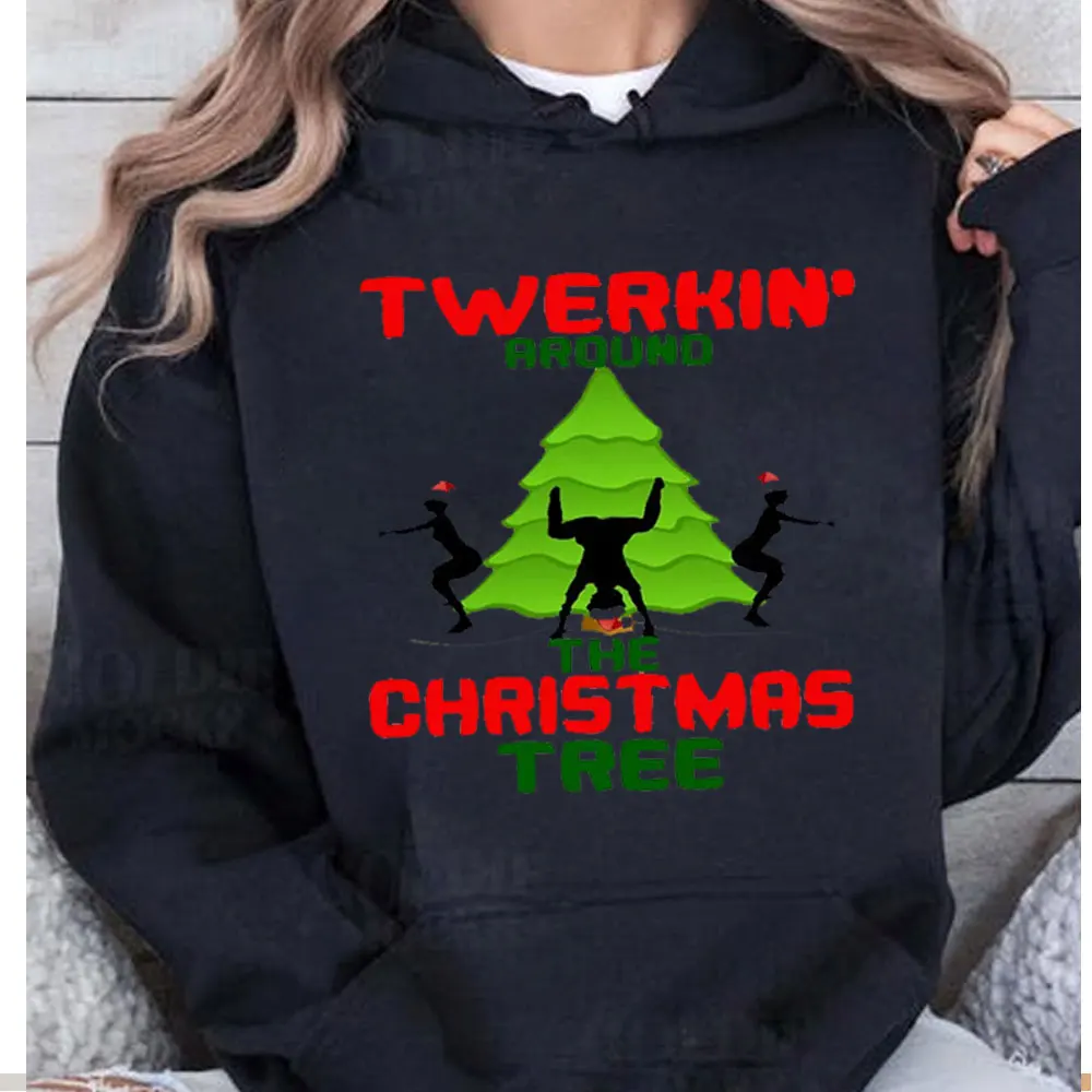 

Забавная Рождественская толстовка с капюшоном TWERKIN'AROUND THE CHRISTMAS TREE, мужские толстовки с рисунком Иисуса, уродливые осенние спортивные костюмы для взрослых, мужская одежда