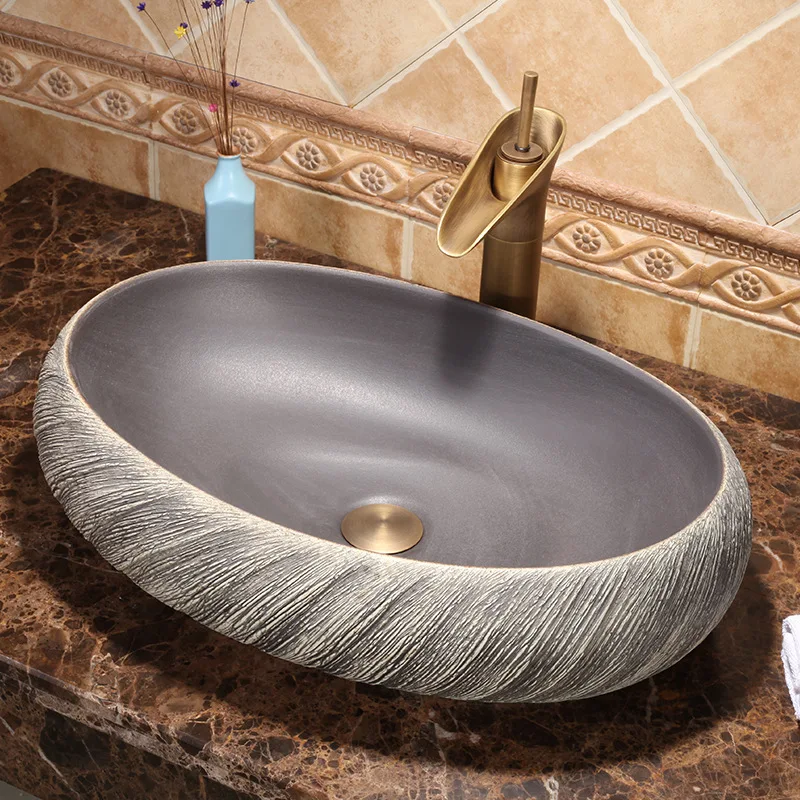 

Wash Basin Ceramic Art Table Basin Retro Washbasin Bathroom Antique Wash Basin round Household