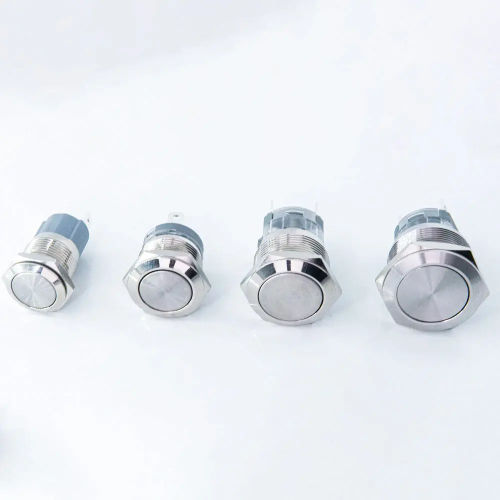 8mm 10mm metalowy przycisk włączania i wyłączania zasilania Wodoodporna śruba Stopka igłowa Płaska przedłużona główka Przycisk 6v 12v 24v 110v 220v ip67