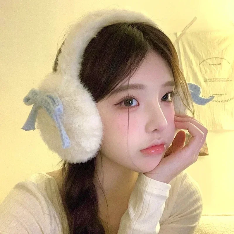 Cute earmuffs for winter women Butterfly shaped  warm and plush anti freezing warm windproof Cycling atmosphere ear protectors