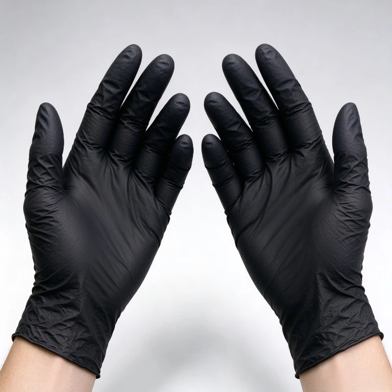 50PCS Powderless Black Nitrile Gloves Disposable Oil Resistant Tattoo Shop Auto Repair House Cleaning Beauty Salon Daily