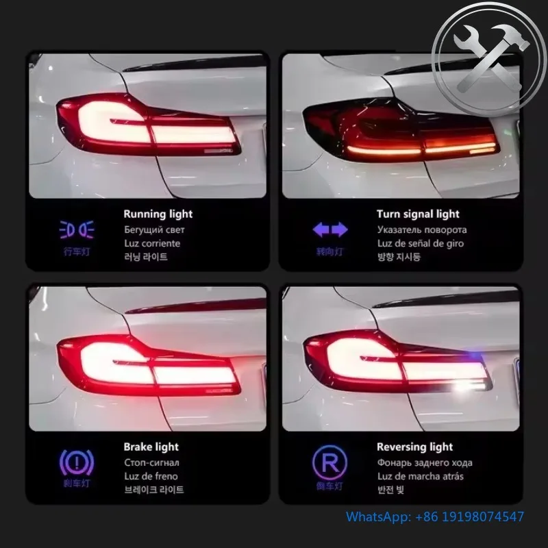 

Mid Size Sedan G30 Full LED Taillights Assembly CSP Chip Plug And Play DRL Stop Brake Animation For Multiple Models Waterproof