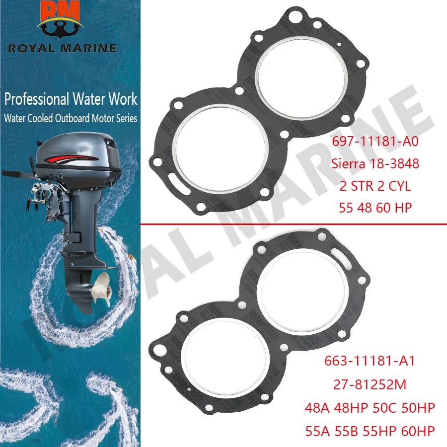 

Прокладка головки блока цилиндров 663-11181-A1 697-11181-A0 для подвесных лодочных моторов Yamaha 48-55 л.с. 2T 663-11181 697-11181, а также для лодочных двигателей Sierra 18-3848 27-81252M