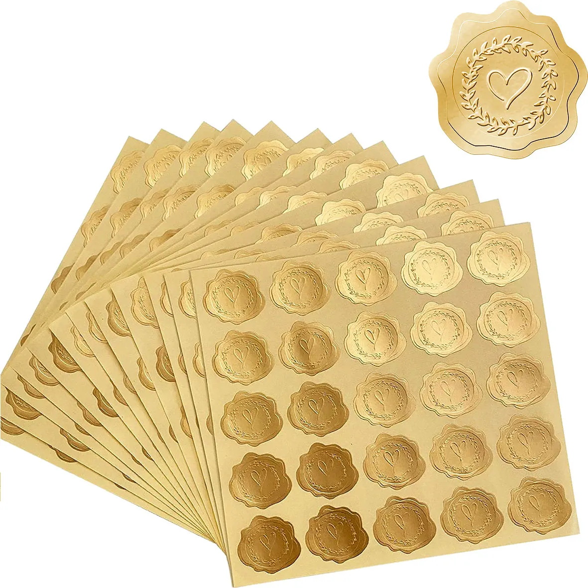 

100-200pcs Bronzing Gold Embossed Heart Stickers Love Envelope Christmas Party Invitation Greeting Card Decoration Sticker Seal