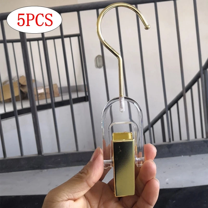 5pcs Transparent Hooks Clothing Store Wardrobe Acrylic Bra Clips Crystal Socks Scarf Hook Clothes Hanger Hook Pants Rack