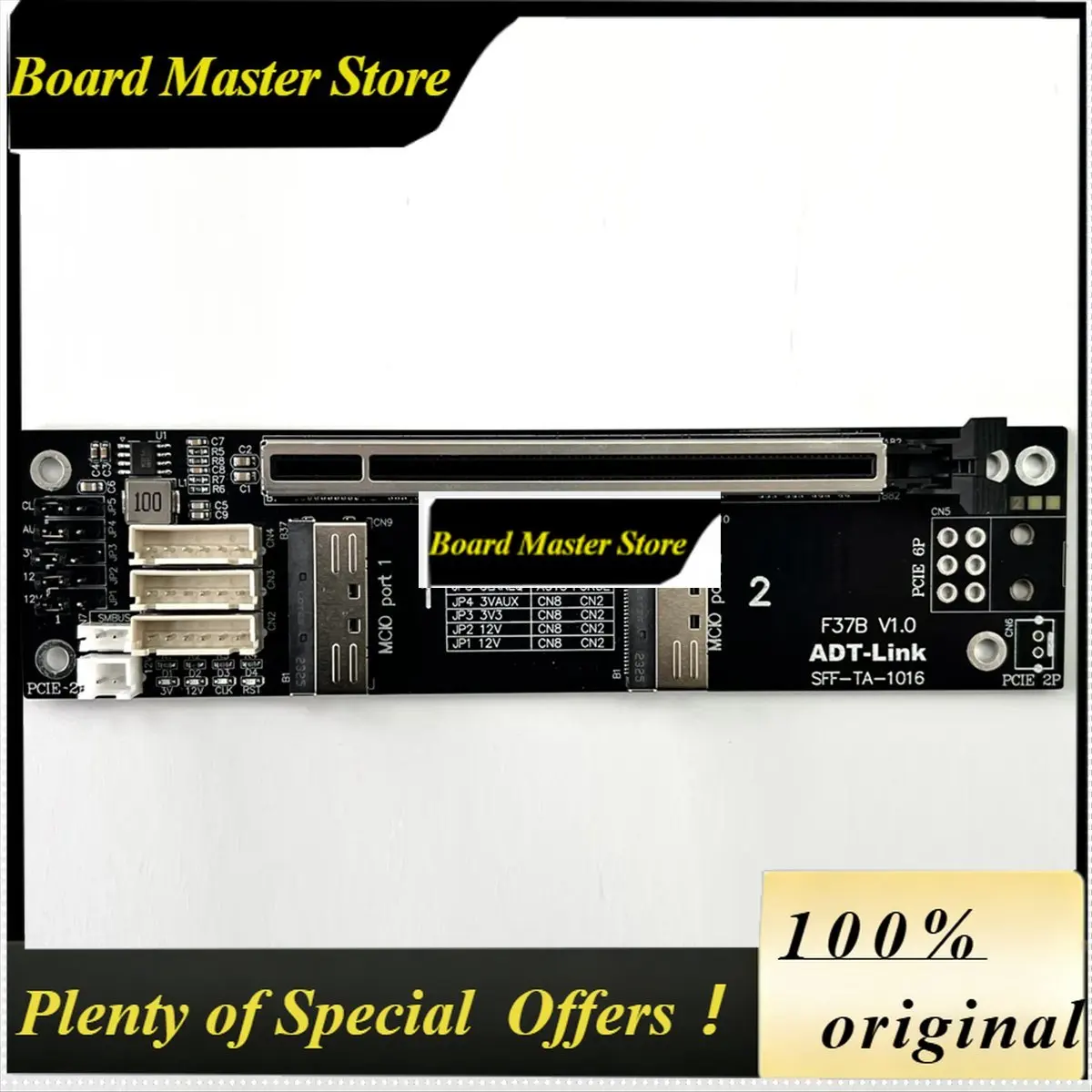 BoMaSPCIe 4.0 X16 MCIO Graphics Card Split Extension Cable GEN4 Dual Split Into X8x8 Bifurcation Adapter Card