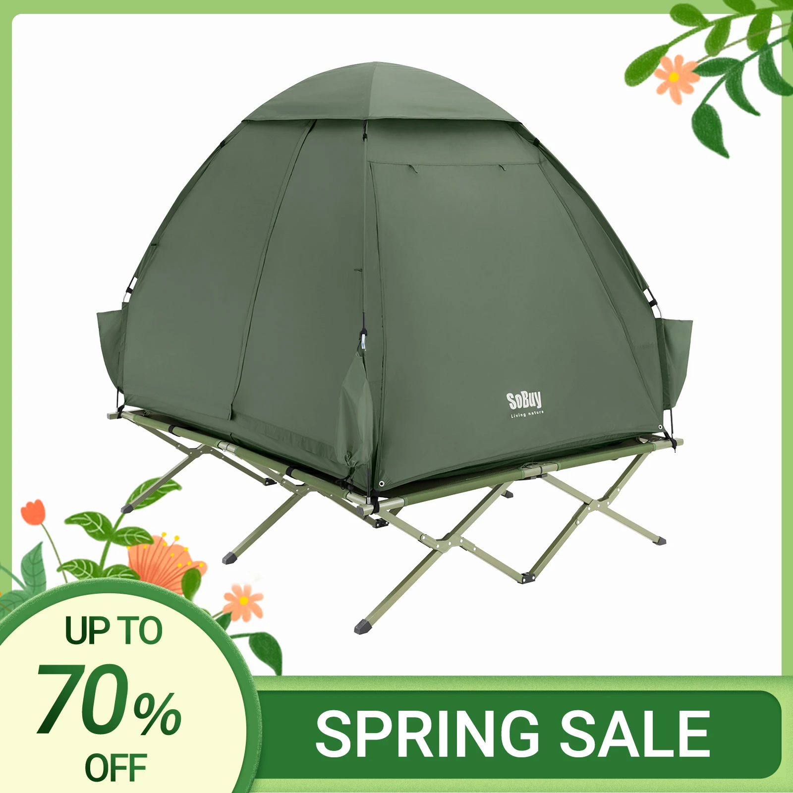 SoBuy OGS32-L 4in1-Zelt mit Campingliege Schlafsack Luftmatratze und Zubehör Campingzelt 2 Personen Feldbett
