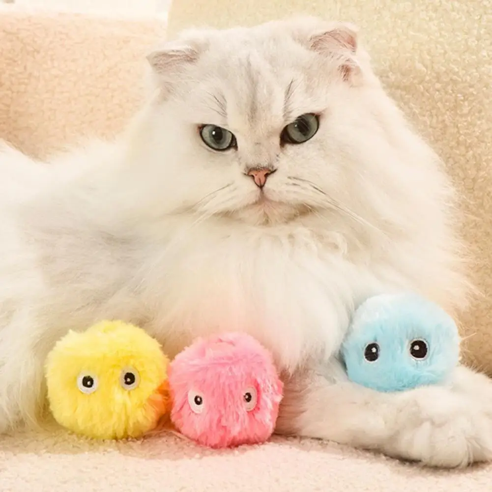 

Cat Toy Useful Cartoon Shape Portable Plush Material Little Cat Toy Ball Pet Supplies