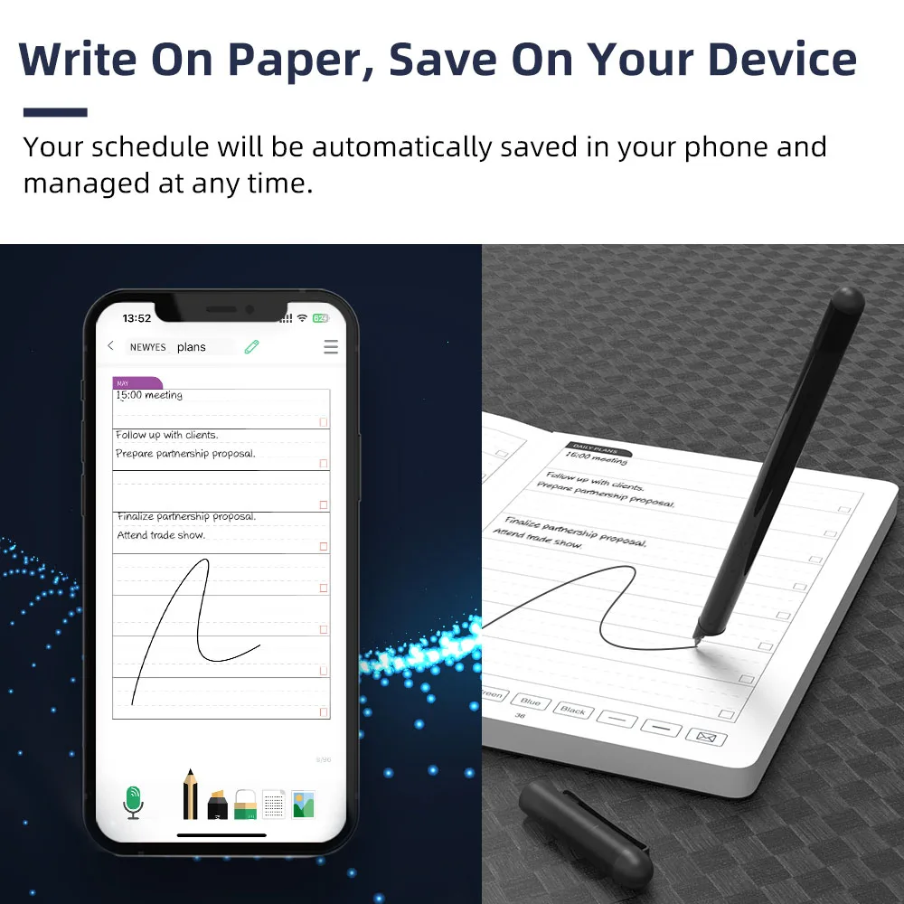 Newyes APP New Smart A5 Smart Planner Digital Agenda Synchronizacja biznesowa do telefonu Inteligentny zestaw do pisania piórem cyfrowym
