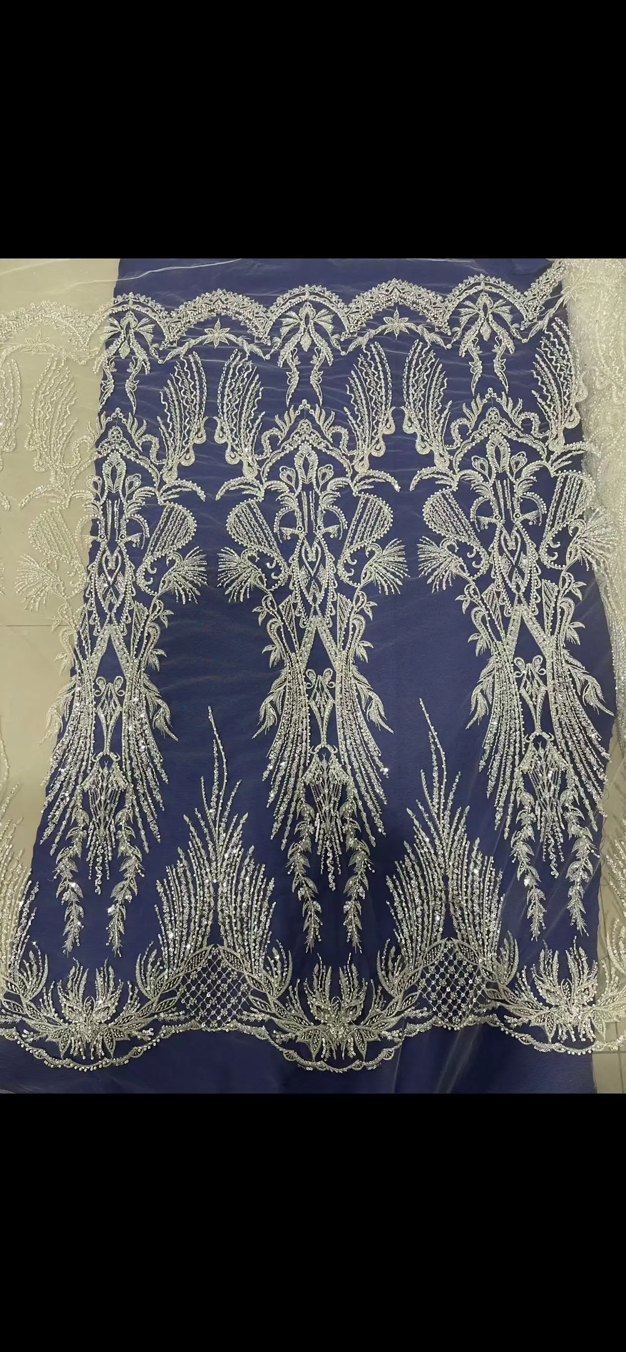 Robe de Mariée en Maille à Paillettes sur Mesure, Tissu Floral Perlé, Accessoires de Matériel Brodé