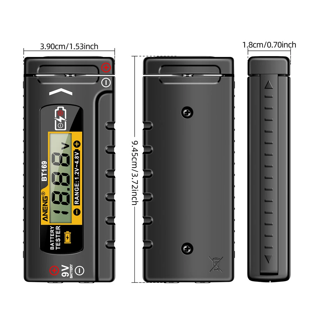 

BT167 BT169 Digital Battery Testers Detector Multifunctional Quickly Measure Battery AA/AAA/C/D/9V/1.5V Button Cell Measurement