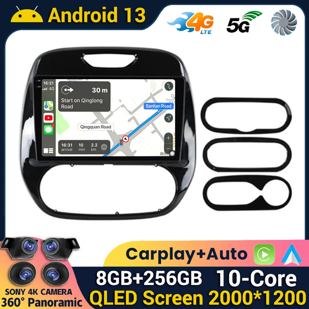 Android 13 Carplay Auto Car Radio For Renault Captur CLIO Samsung QM3 2011-2018 Stereo Multimedia Player GPS WIFI+4G 360 Camera