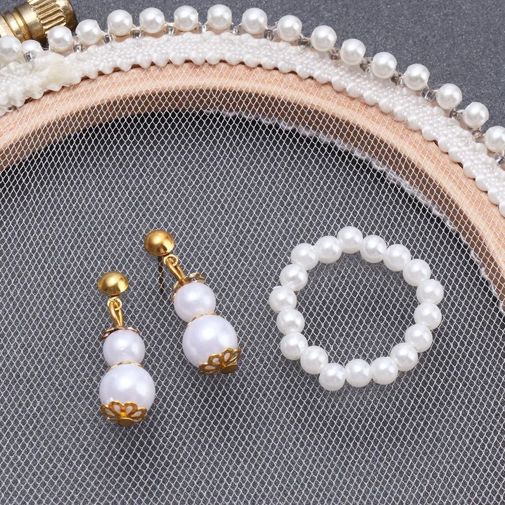 Collar Goth Pearl Choker Beads Necklace Neck Chain Pearl Necklace Earrings Doll Accessories