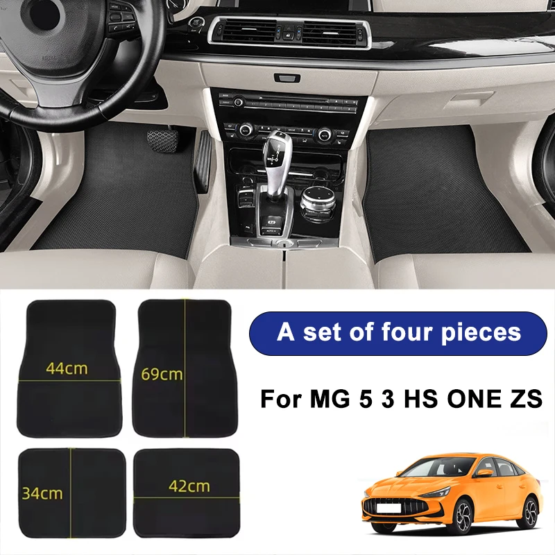 

For MG 5 3 HS ONE ZS Car Floor Mats Black Non-Slip 4Pcs Front & Rear Foot Mats Carpets Rugs Auto Interior Accessories