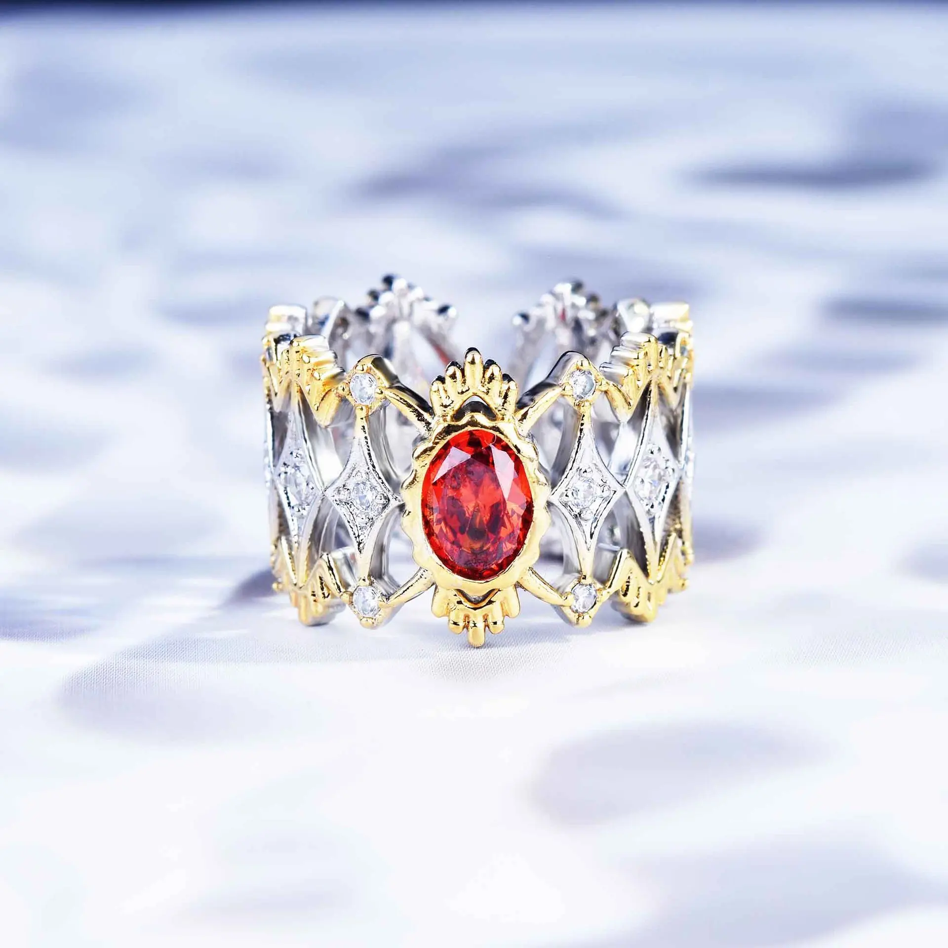 Italian hand-drawn cloth qi pull ruby ring live drainage welfare color treasure opening ring