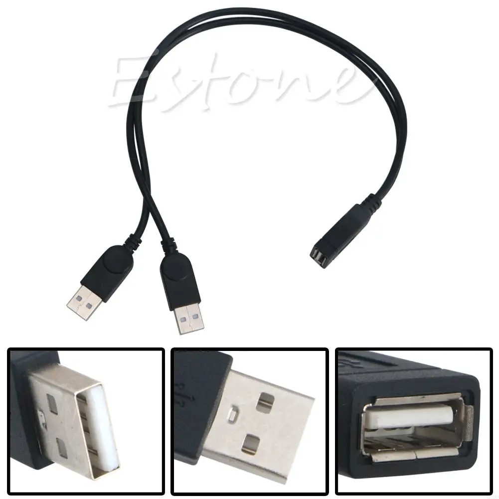 1PCS 25cm USB 2.0 Cable USB Double Splitter Cable Female to USB 2 Male data Power High quality Extension Cable one to two