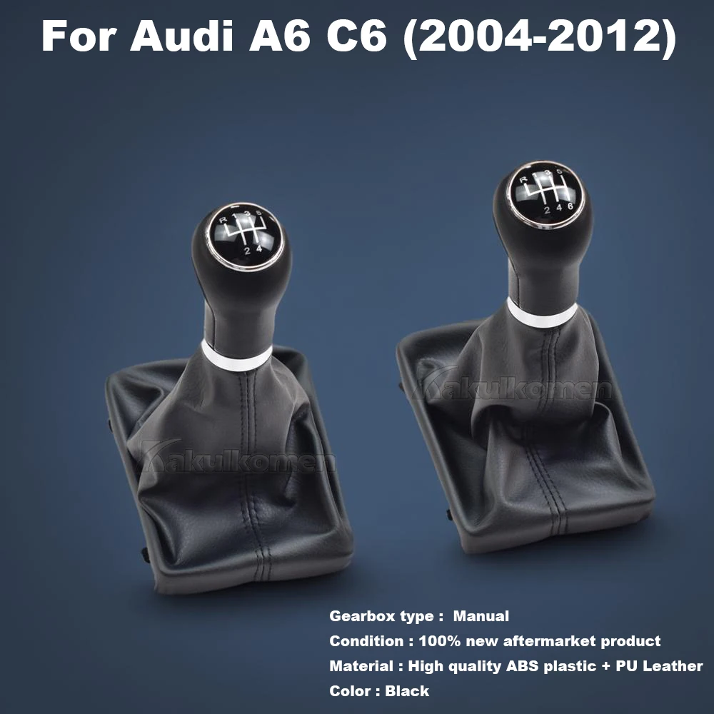 

Для Audi A6 C6 (2004-2012) A4 S4 B8 8K A5 8T 8F Q5 8R 2007-2015 Автомобильная 5/6 скоростей ручная ручка переключения передач с кожаным черевиком