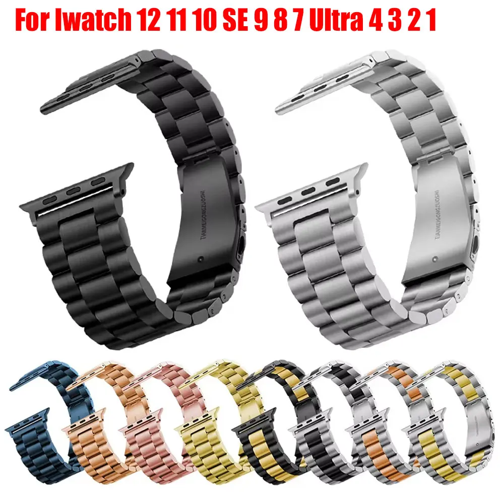 Metal Strap For Apple Watch 49mm 45mm 41mm 46mm 44mm Stainless Steel Correa Bracelet Belt Iwatch 42mm Series 12 11 10 Ultra 3 4