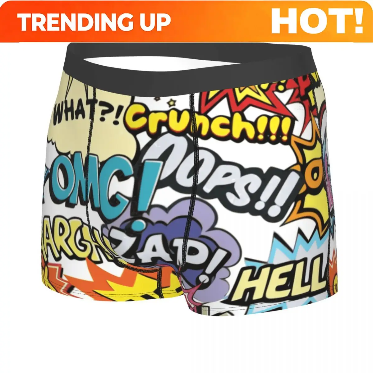 Custom Funny Comics Speech Bubbles Underwear Men Stretch Graffiti Art Boxer Briefs Shorts Panties Soft Sexy Underpants